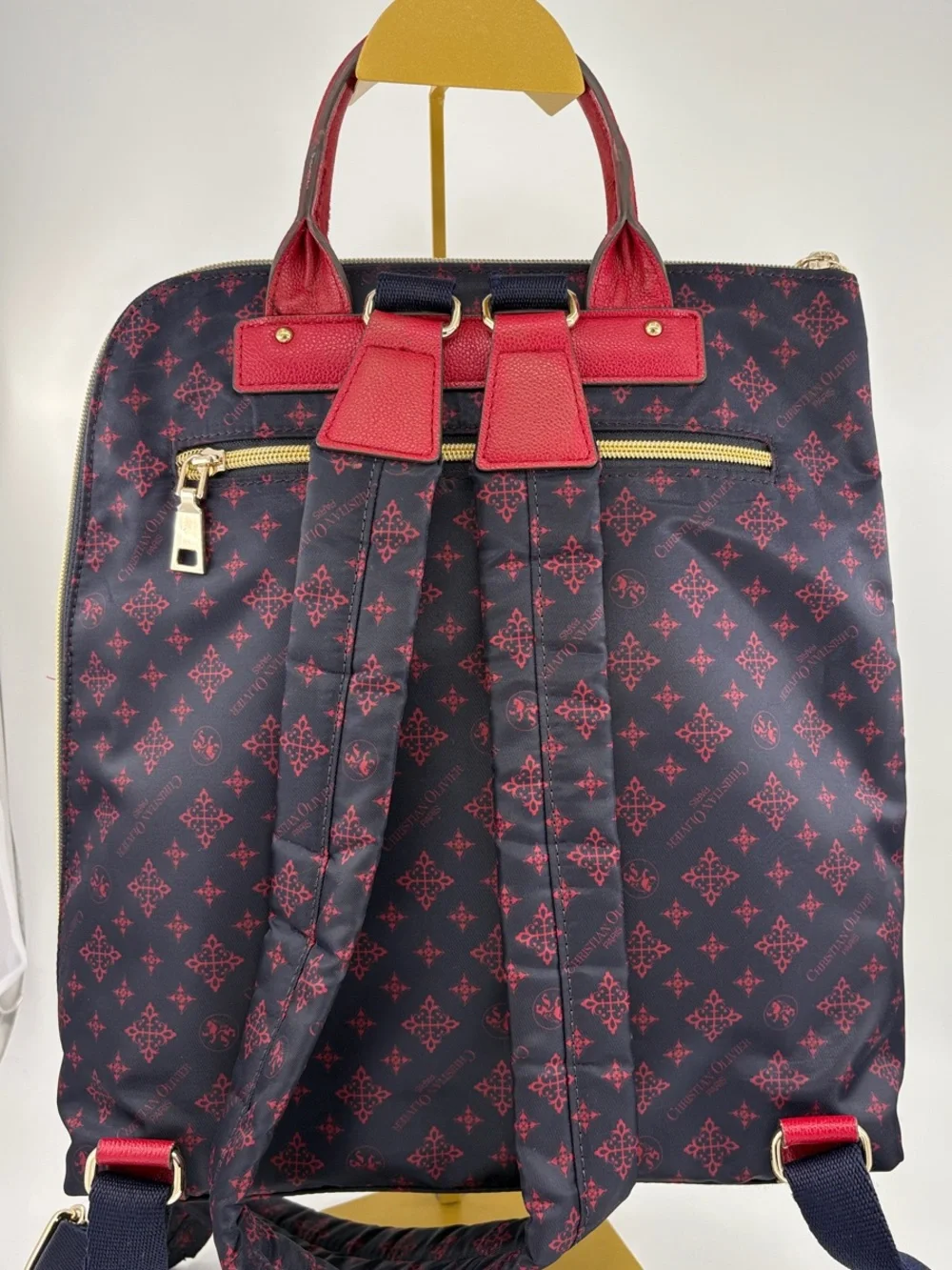 Navy Backpack with Red Trim